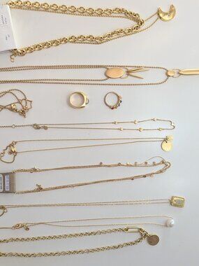 Madewell & Anthropologie Curated Gold Jewelry Bundle Layered Chains Rings